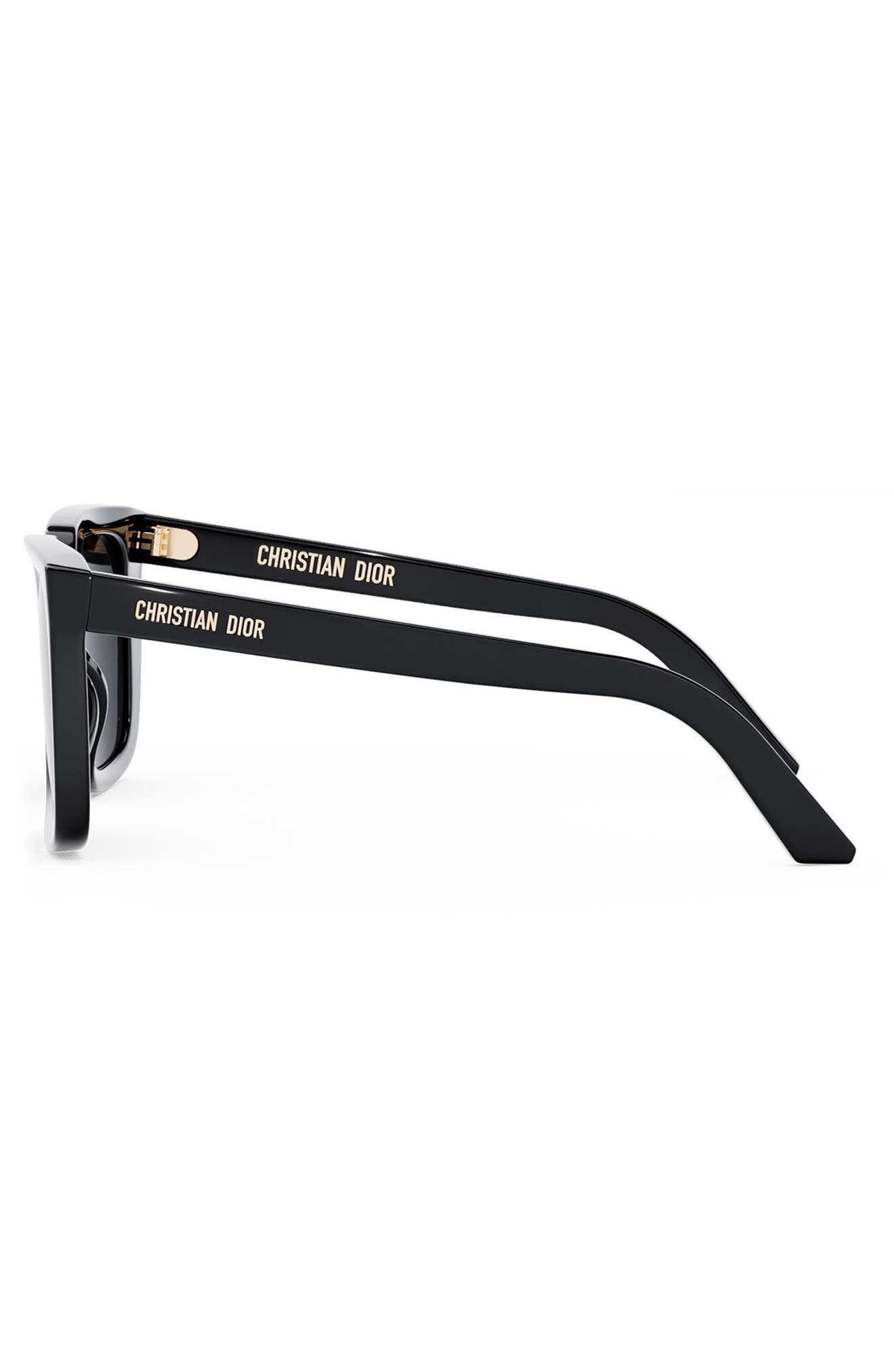 'DiorMidnight S1I 53mm Square Sunglasses in Shiny Black /Gradient Smoke at Nordstrom - 6