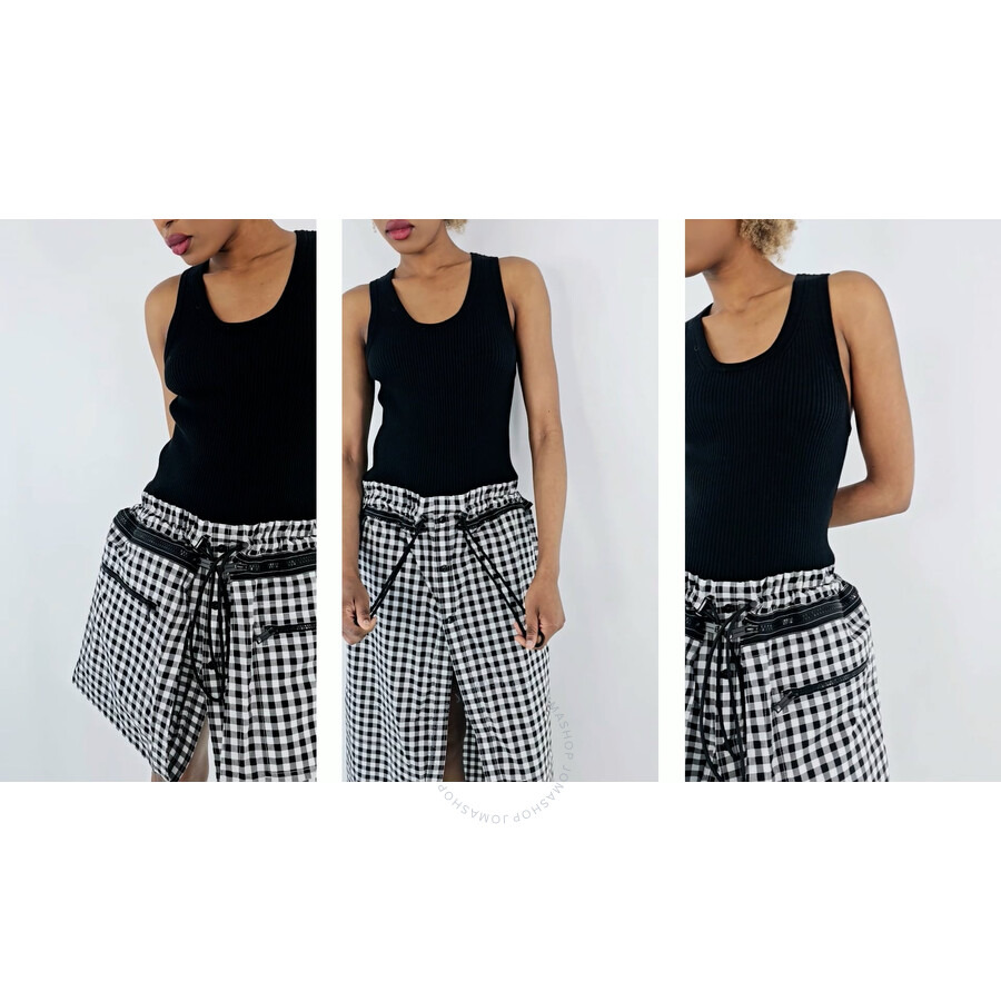 Burberry Ladies Black Convertible Mixed Media Gingham Dress - 3