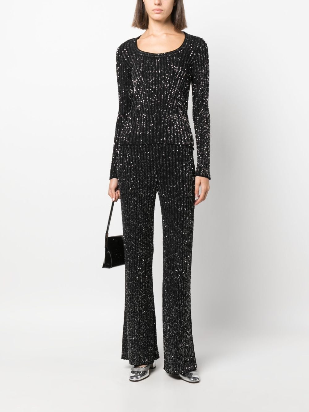 sequin-embellished ribbed-knit jumper - 2