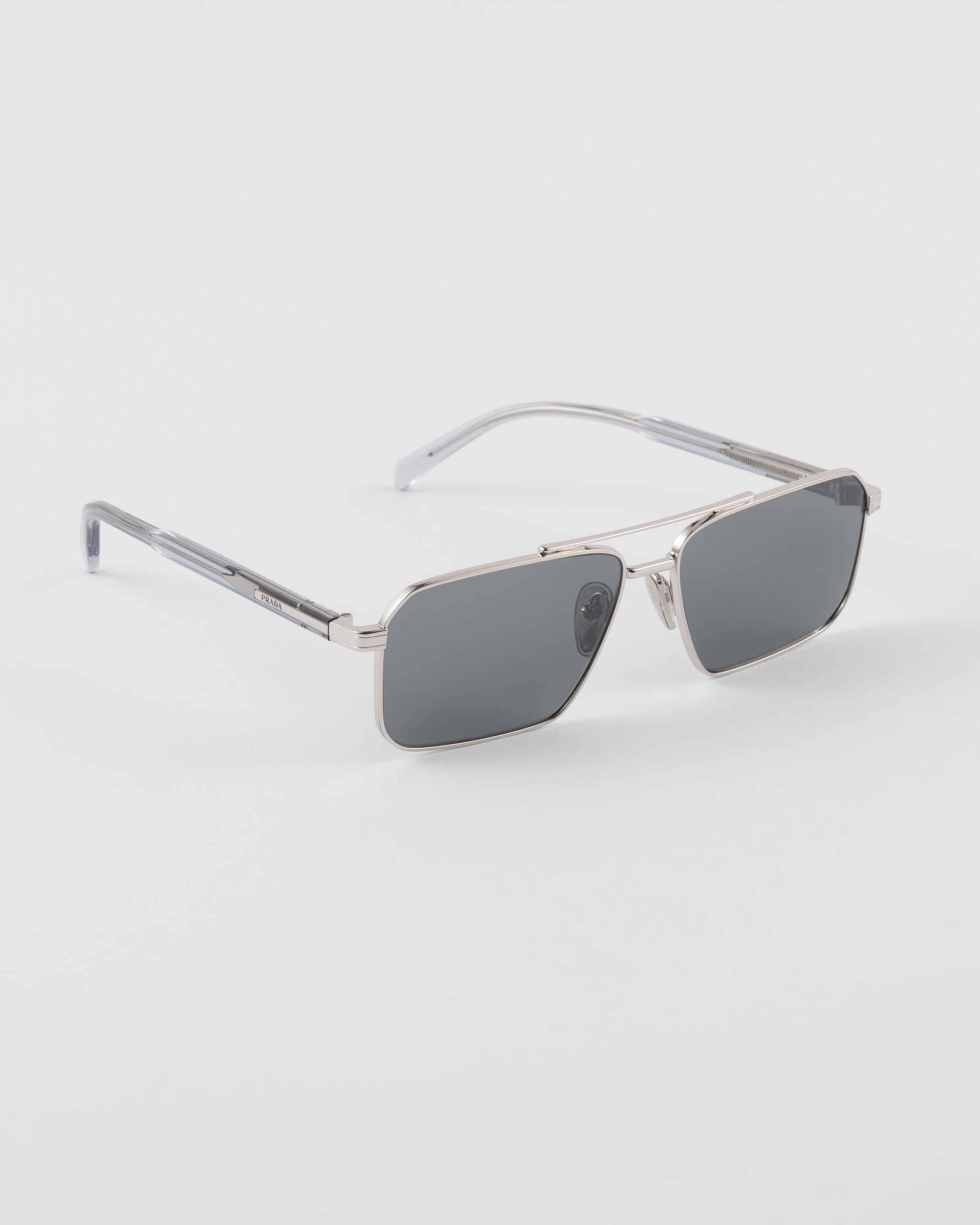小物 PRADA halfrim sunglasses silver Prada Irregular Non-Polarized Sunglasses - Silver/Gray