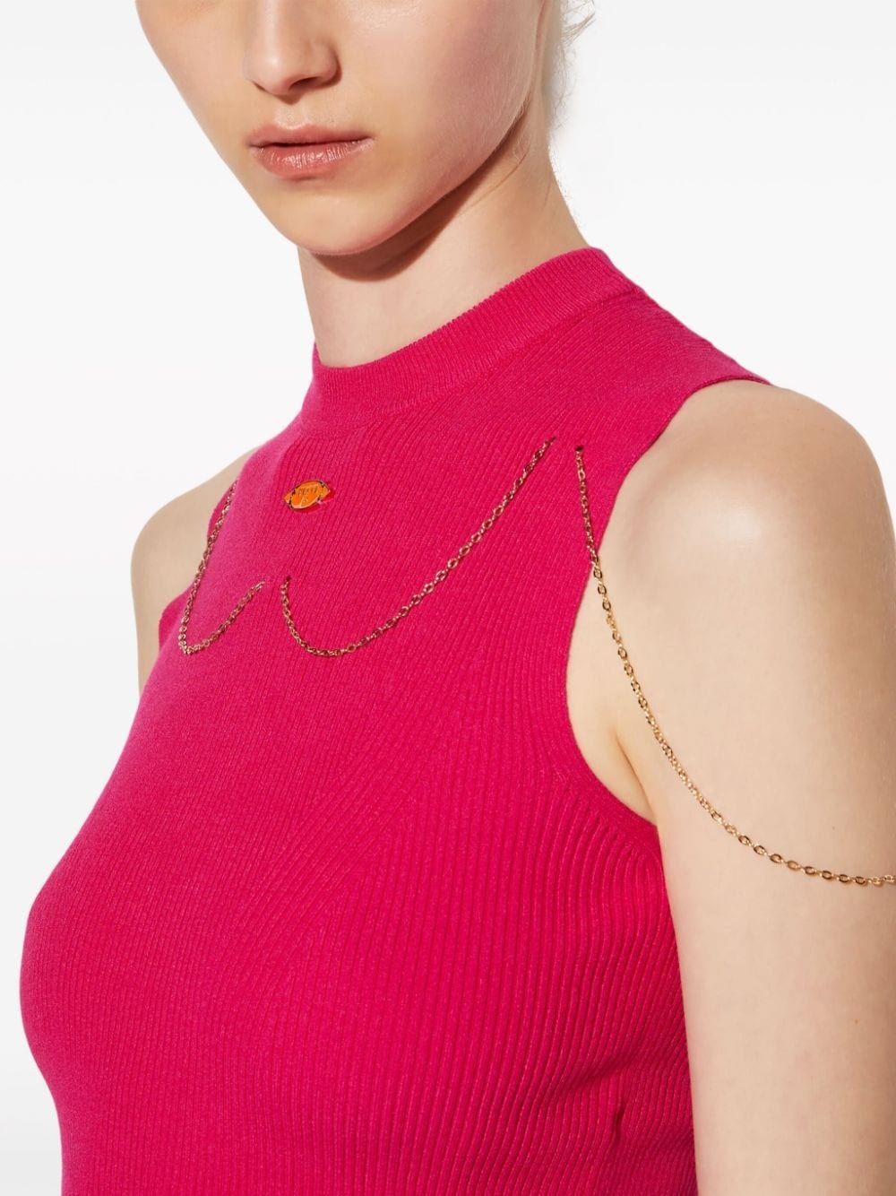 chain-embellished rib-knit top - 5