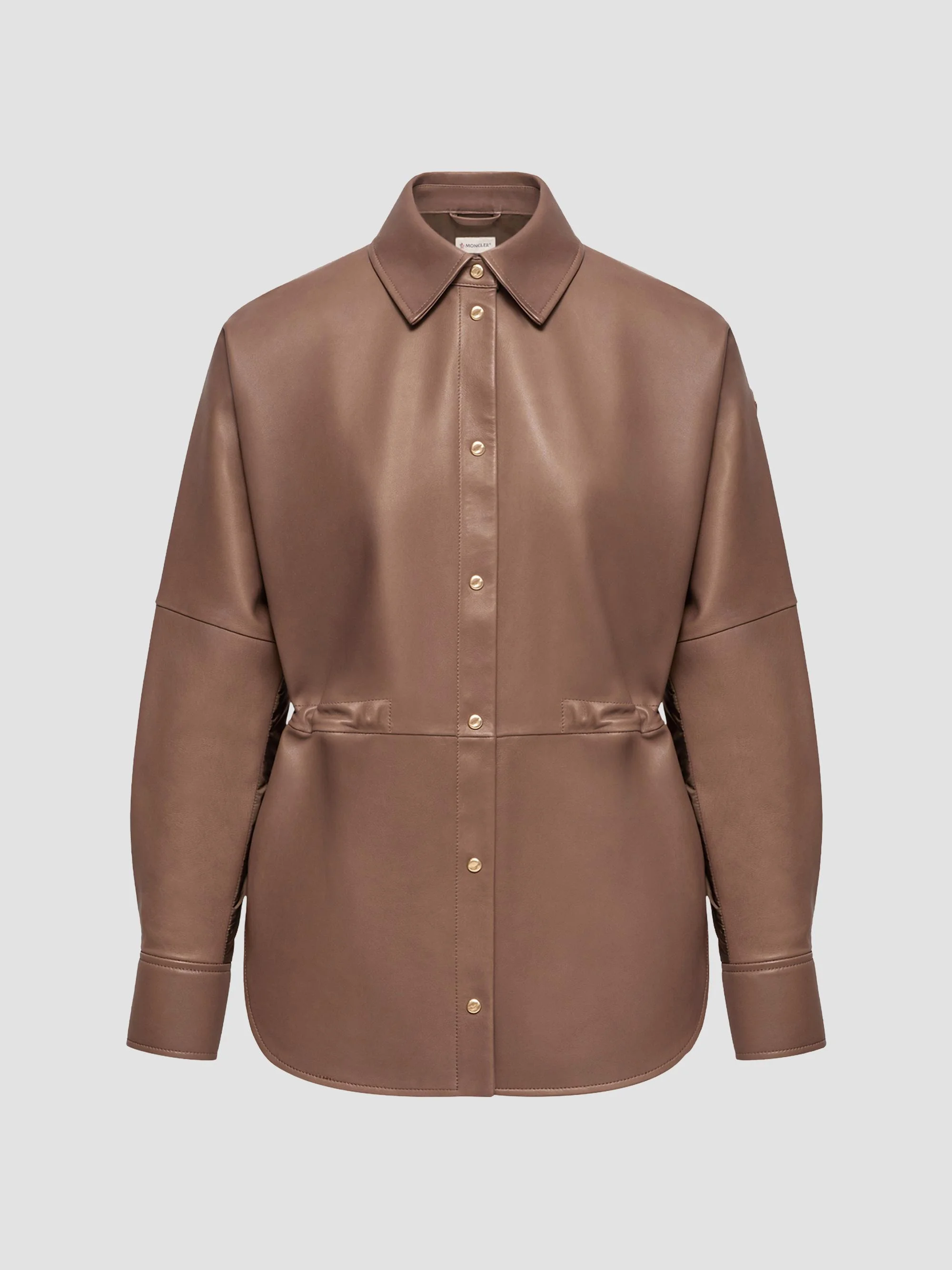 Women's Shacket in Leather - Brown - 1