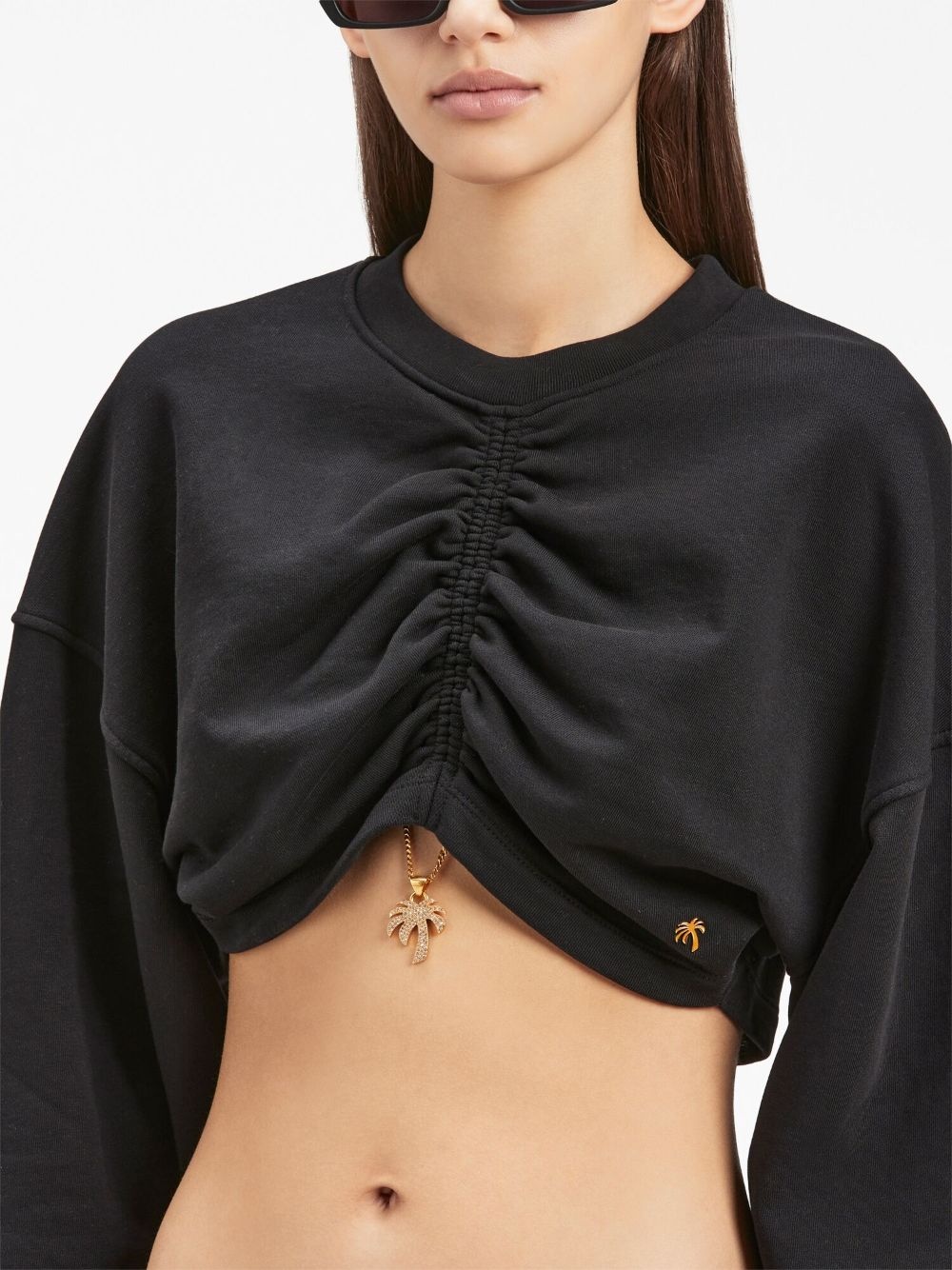 ruched-detail cropped sweatshirt - 6