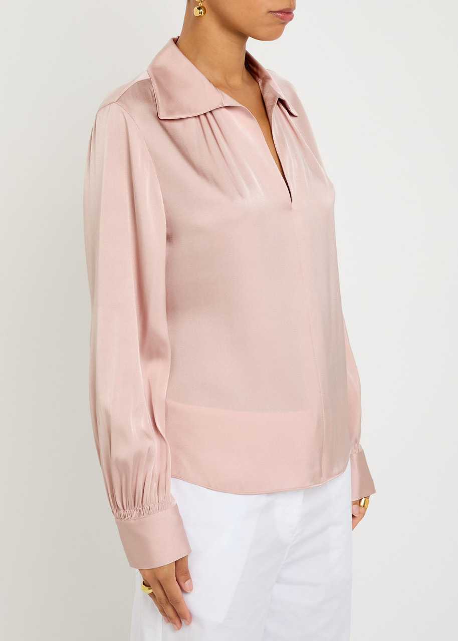 Vince Gathered Silk-blend Blouse - 2
