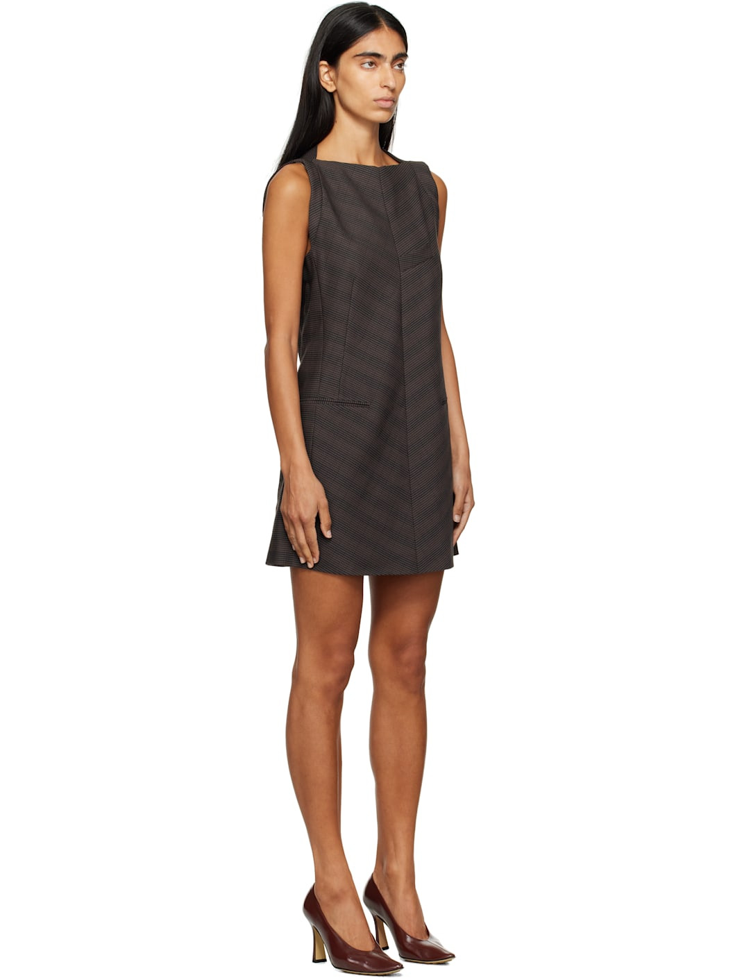 Brown & Black Check Minidress - 2