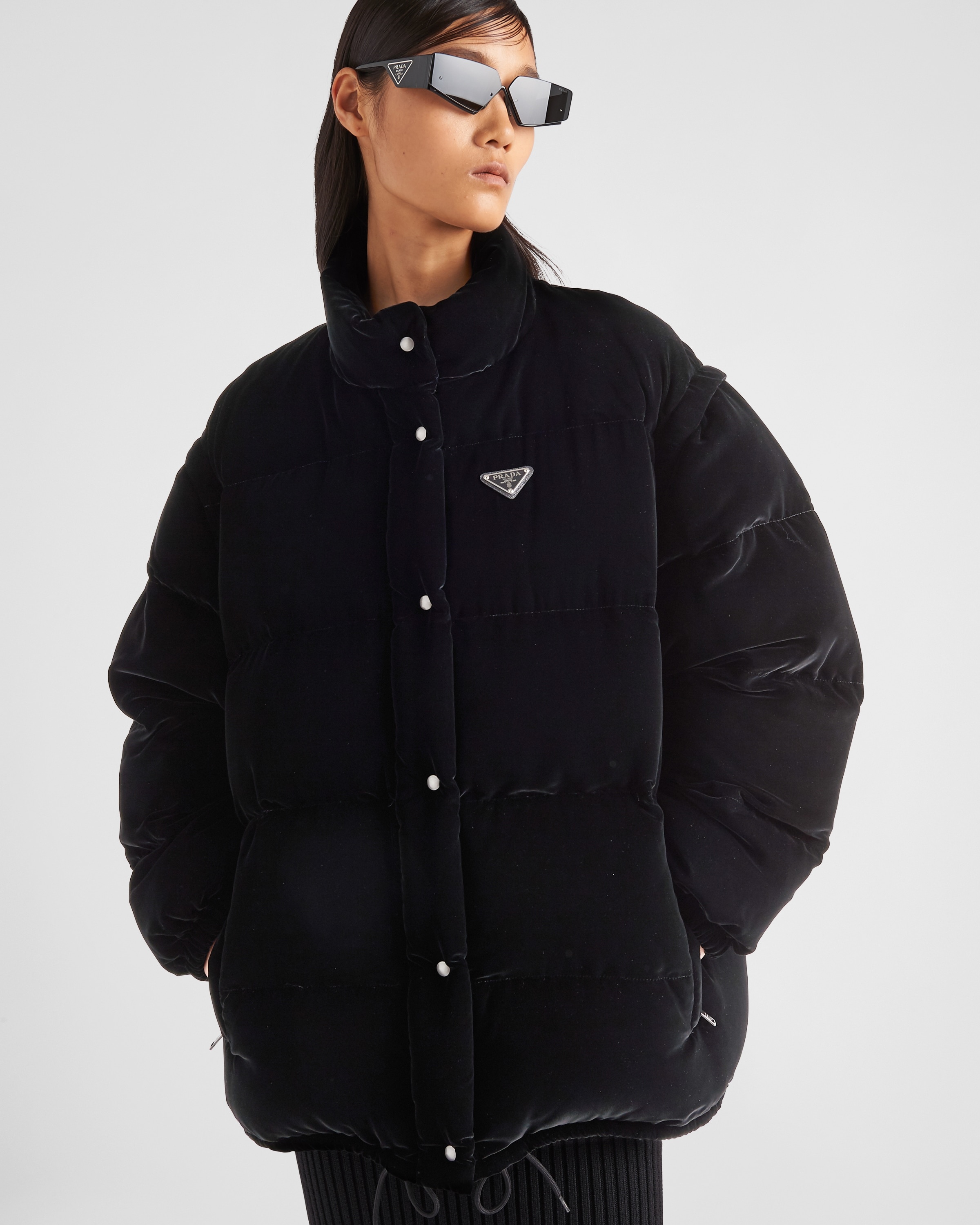 Convertible velvet down jacket - 3