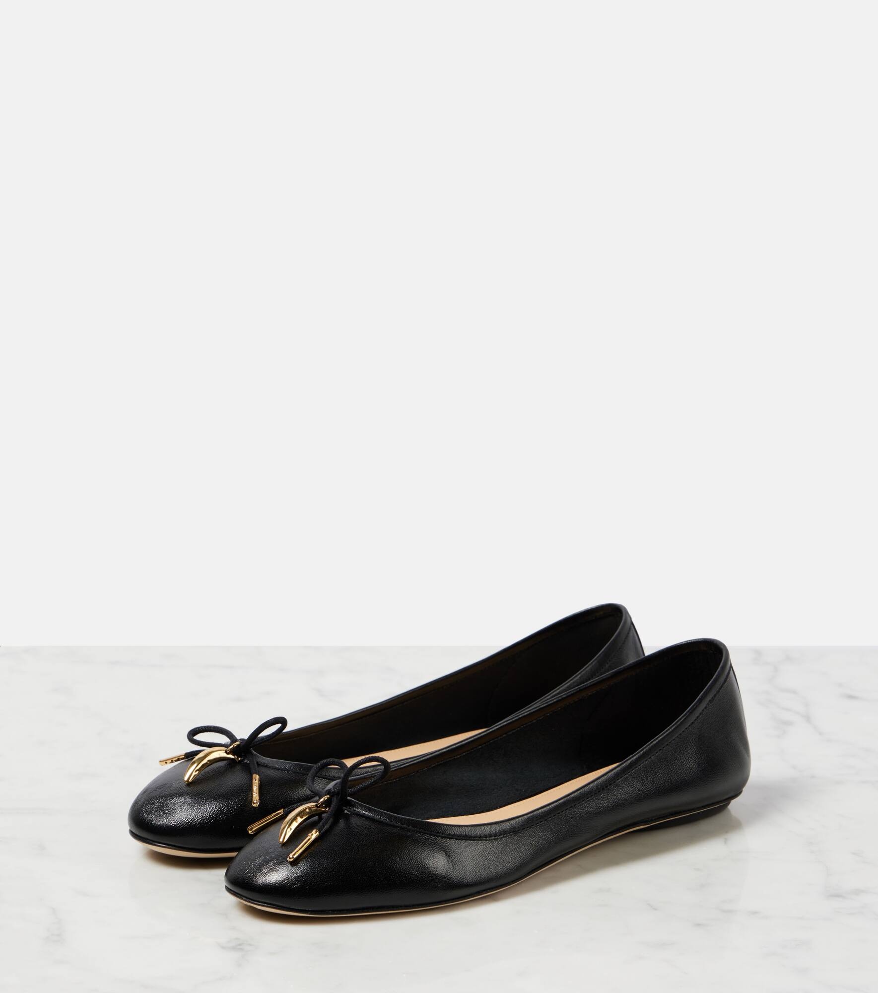 Iris bow-detail leather ballet flats - 3