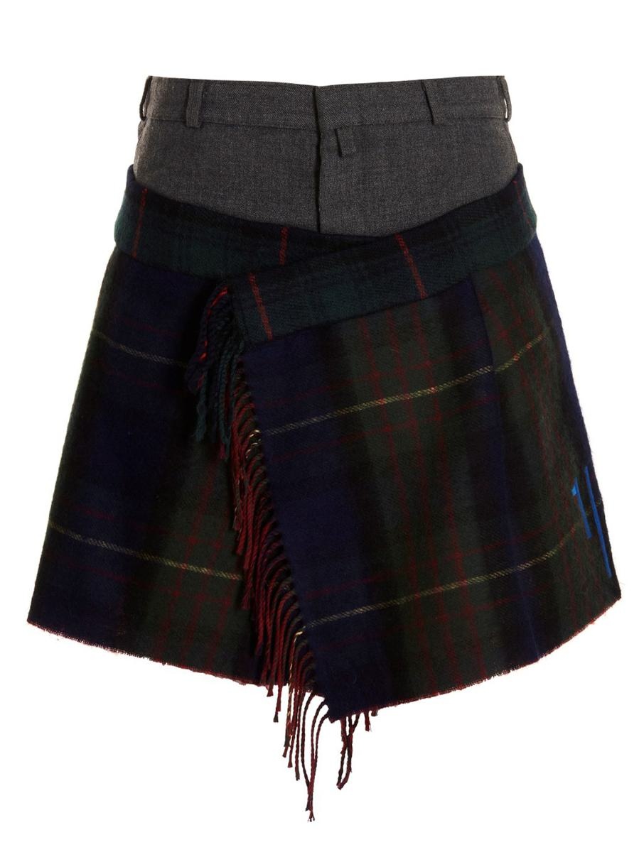 スカート 1OFF 'Check Scarf Reworked' skirt 1/off 'check scarf reworked' skirt available on julian