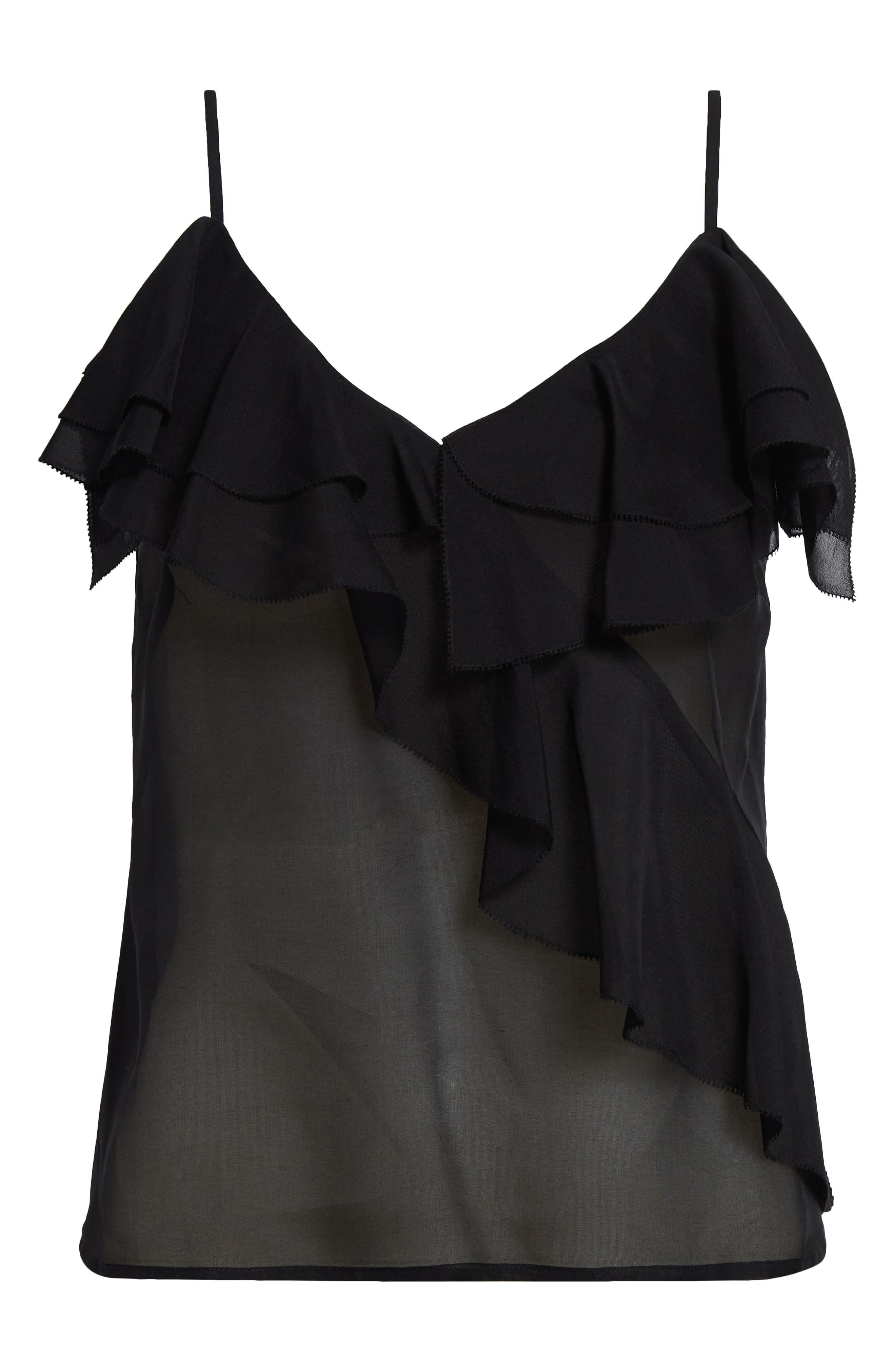 L'AGENCE Erika Ruffle Silk Camisole in Black at Nordstrom - 6