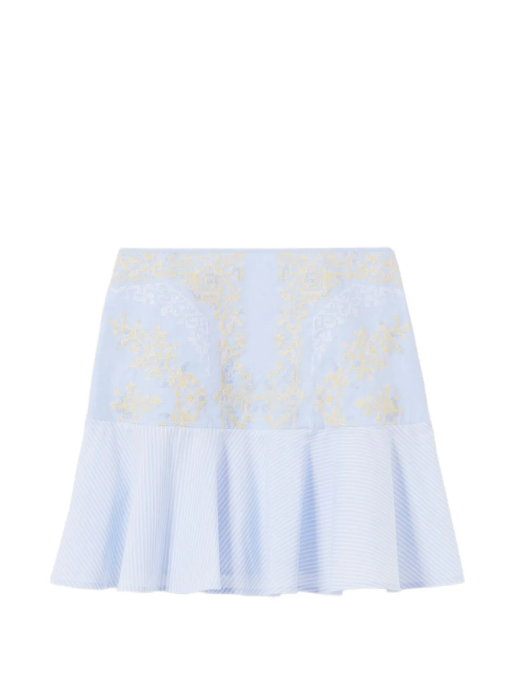embroidered striped-pattern A-line skirt - 1