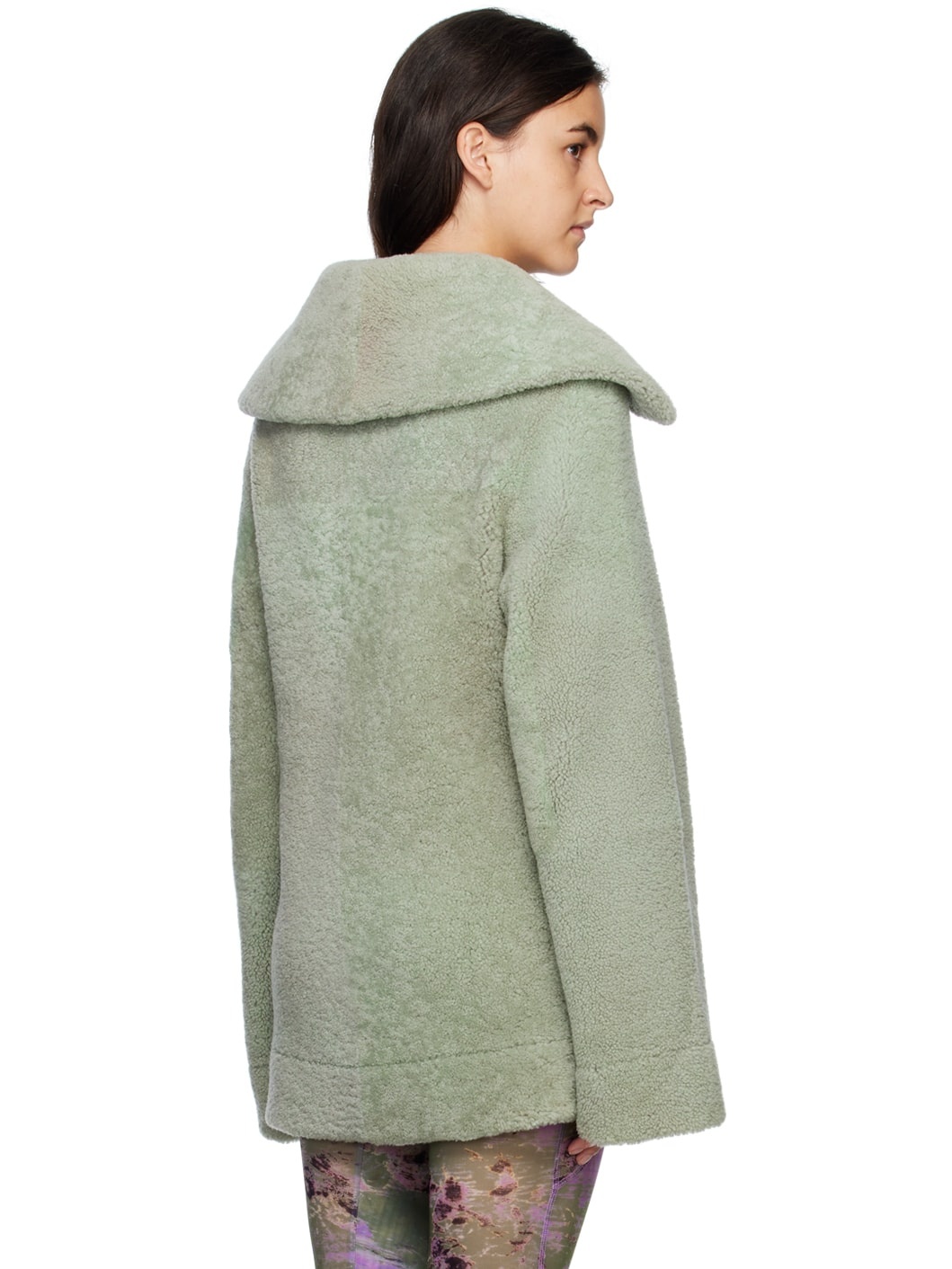 Green & Purple Yume Reversible Shearling Coat - 3