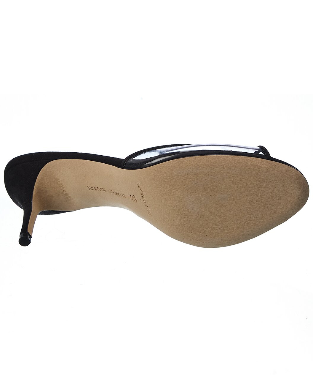 Manolo Blahnik Jadifa 70 Vinyl & Suede Sandal - 4