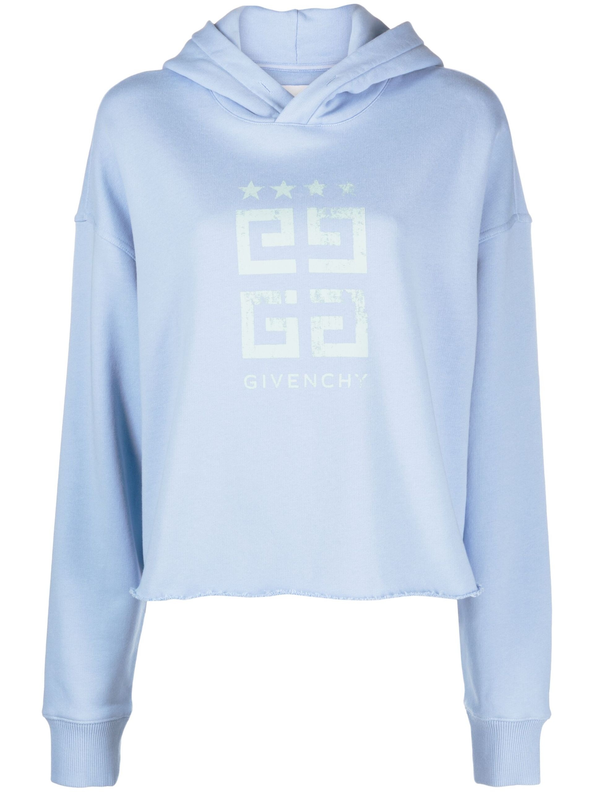 blue 4G print cropped hoodie - 1