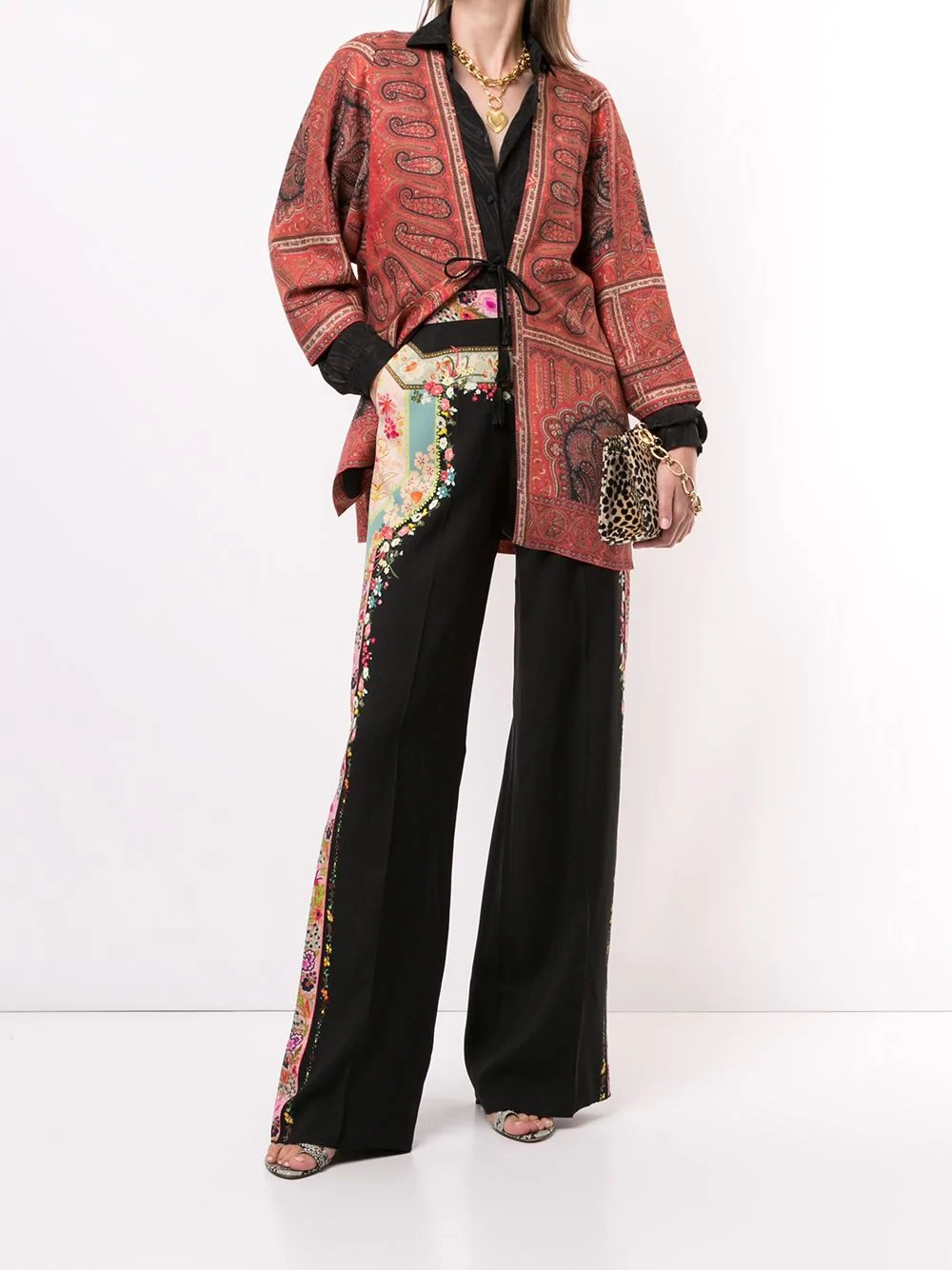 tie-fastening paisley cardigan - 2