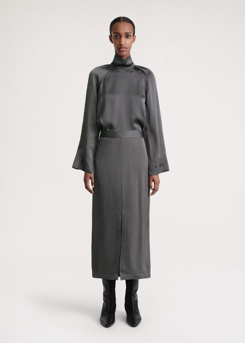 Totême Front-split satin midi skirt lead outlook