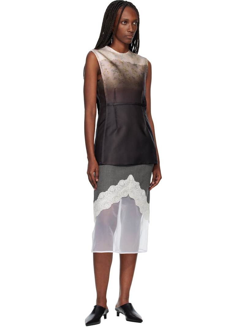 Jil Sander Brown & Pink Burnt Bouquet Printed Sleeveless Top outlook