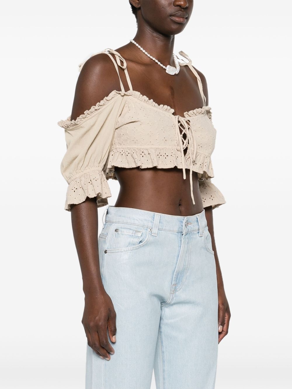 broderie-anglaise crop top - 3