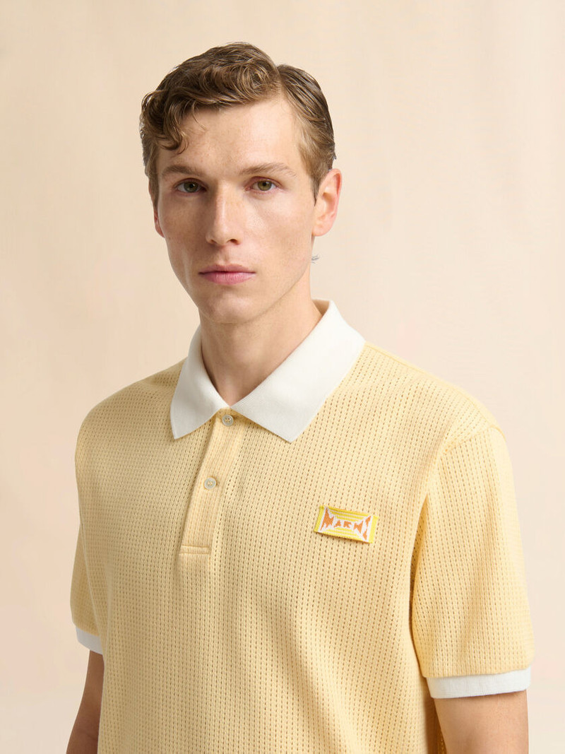 YELLOW INTERLOCK POLO SHIRT WITH JACQUARD MOTIF 4