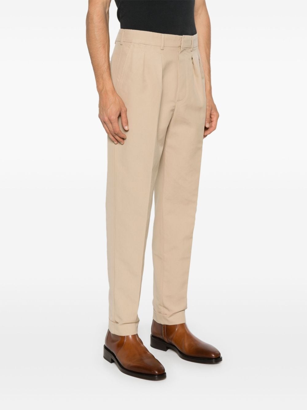 pleat-detail tapered trousers - 3