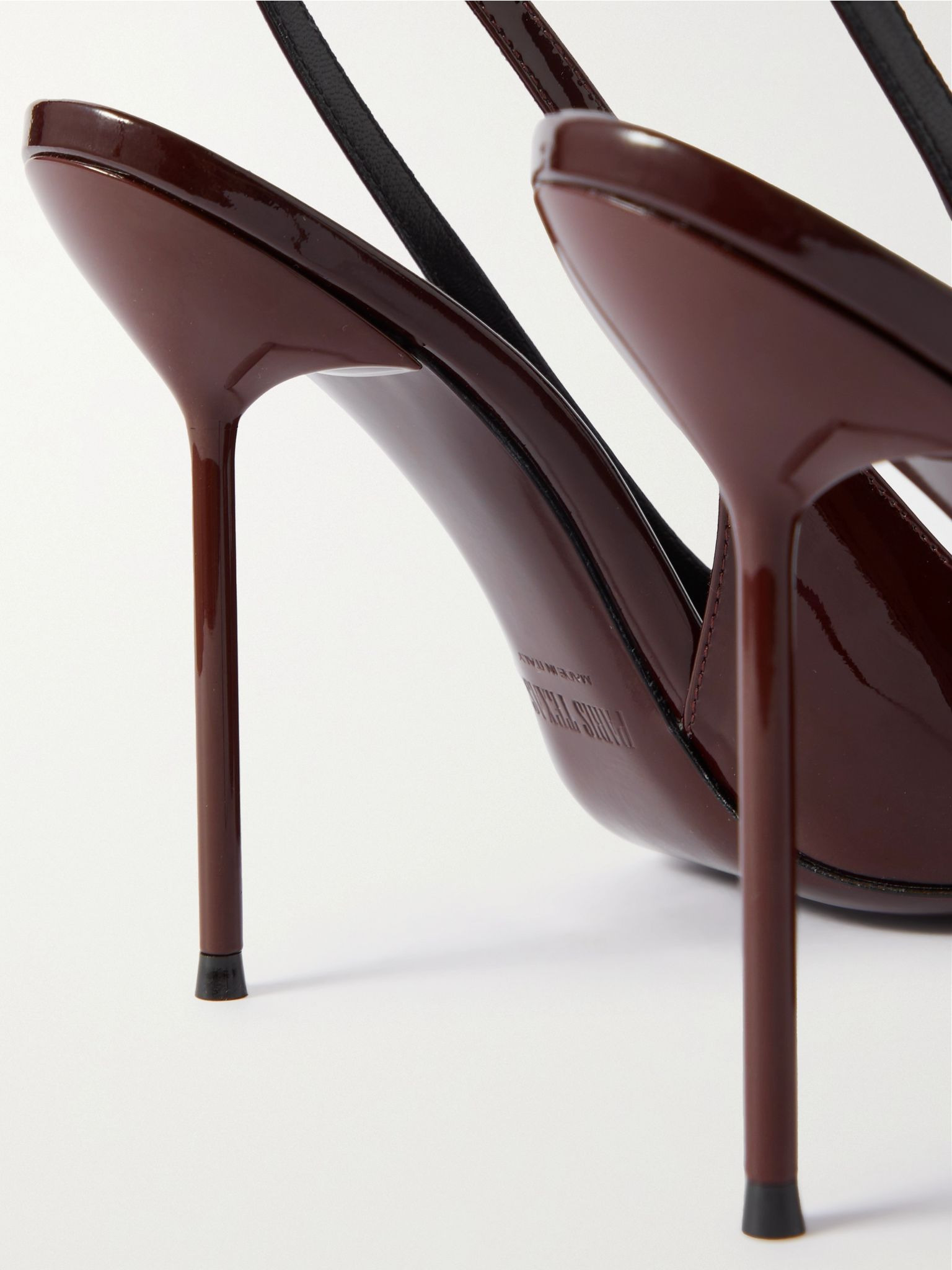 Lidia patent-leather slingback pumps Burgundy - 4