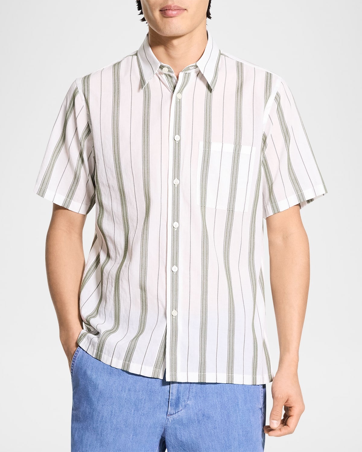 Men's Summer Dobby Stripe Short-Sleeve Shirt - 4