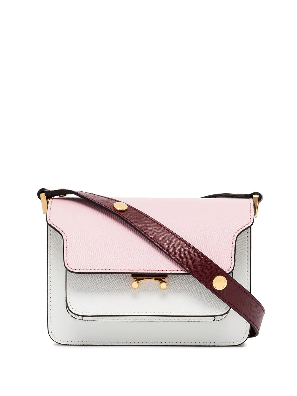 pink, white and red trunk bicolour small leather shoulder bag - 1