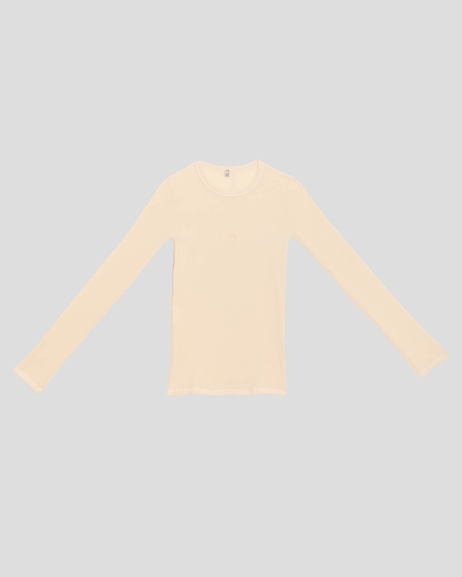 Heart Long Sleeve Tee - Fine Organic Cotton Rib - 6