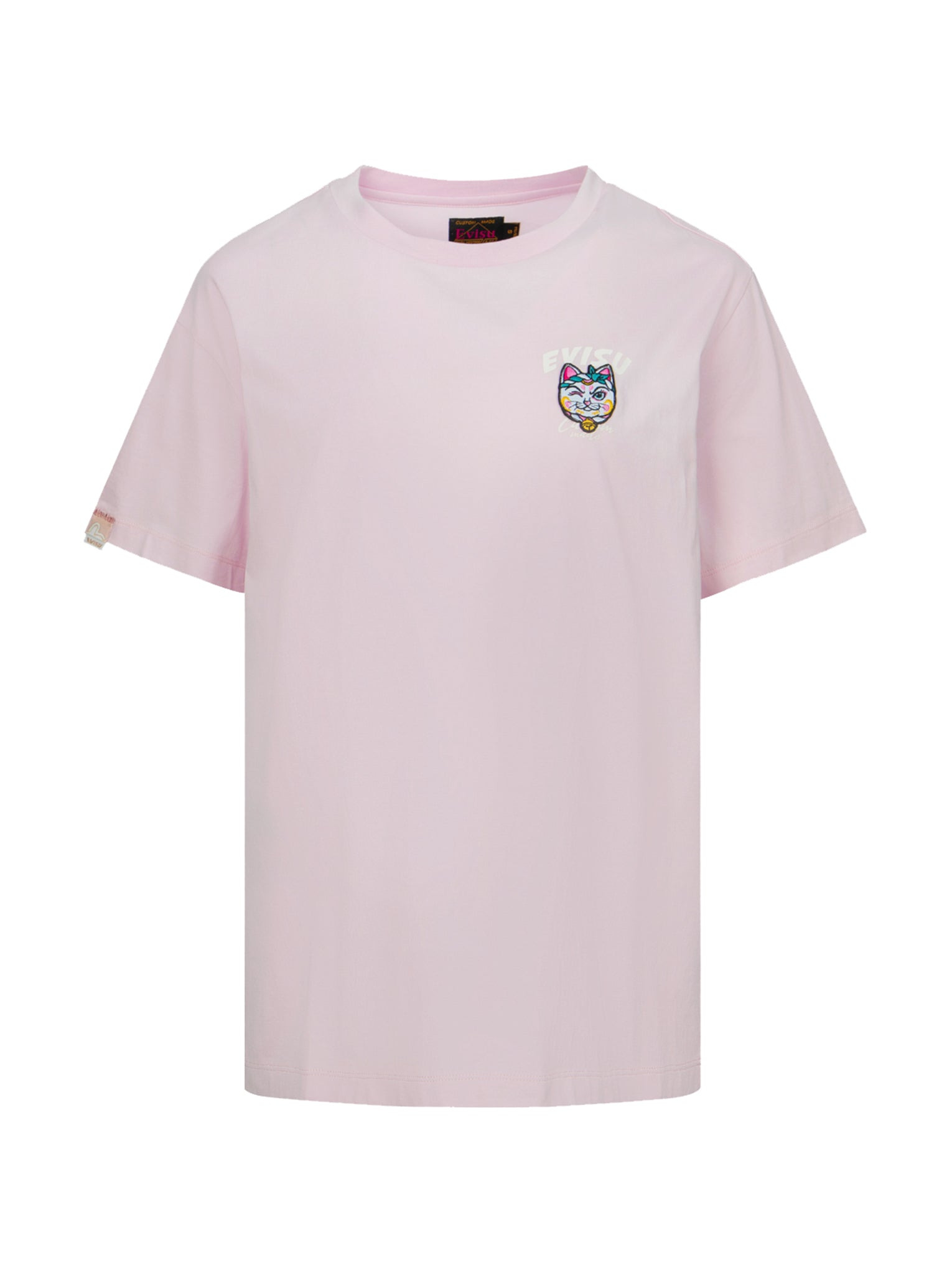 LOGO PRINT AND FORTUNE CAT EMBROIDERY BADGE BOYFRIEND T-SHIRT - 11