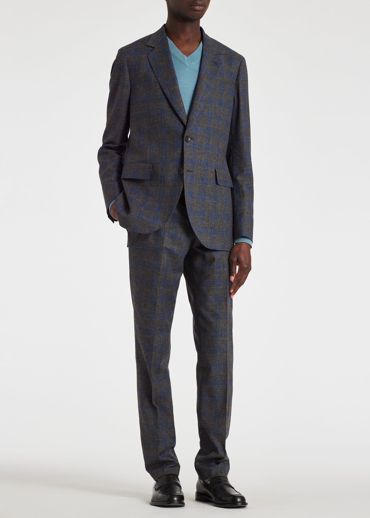 Grey and Blue Check Wool-Linen Suit - 7