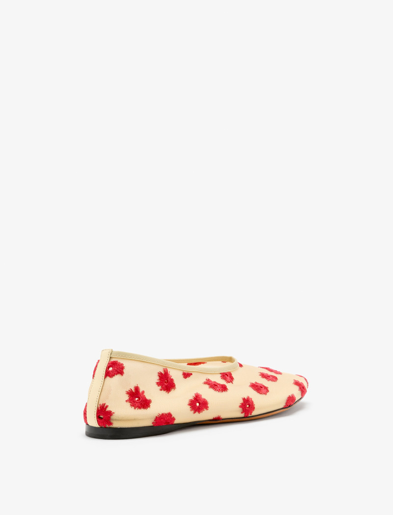 Proenza Schouler Tee Embroidered Slippers in Stretch Mesh outlook