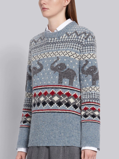 Thom Browne Light Blue Mohair Wool Elephant Icon Fair Isle Crewneck Pullover outlook