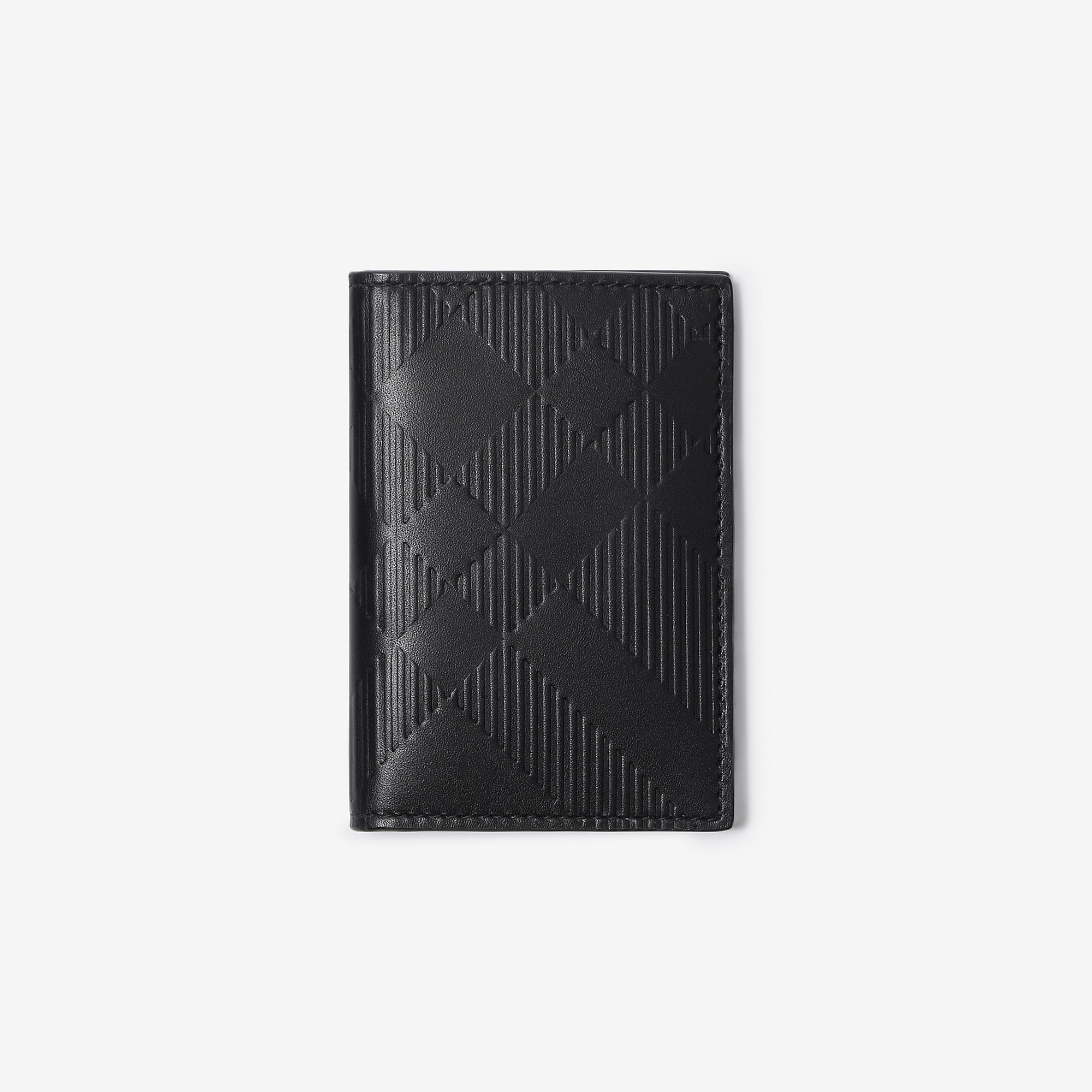 Check Leather Folding Card Case - 1