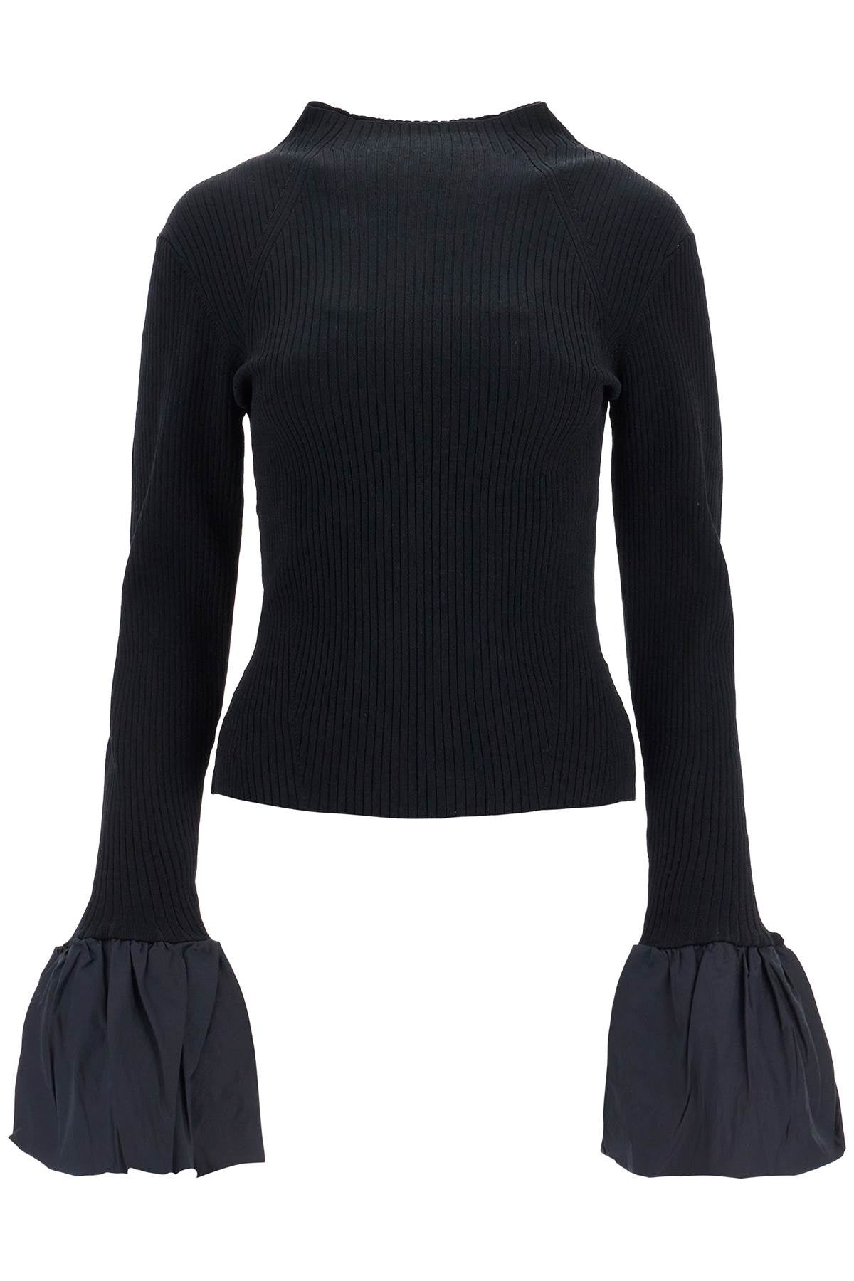 Rotate Black High Neck Viscose Top Women - 1
