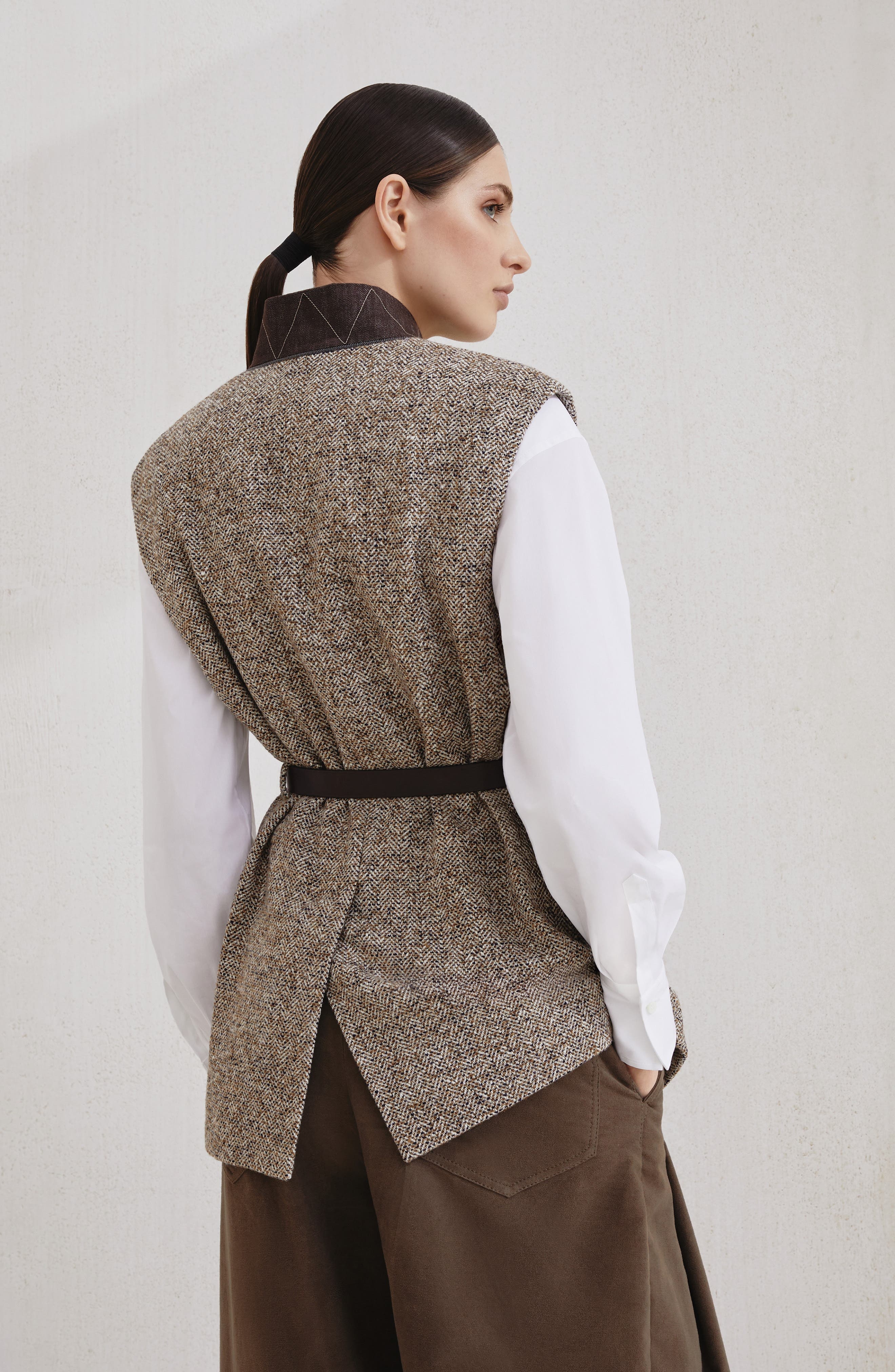 Brunello Cucinelli Flecked chevron vest in Rope at Nordstrom - 3