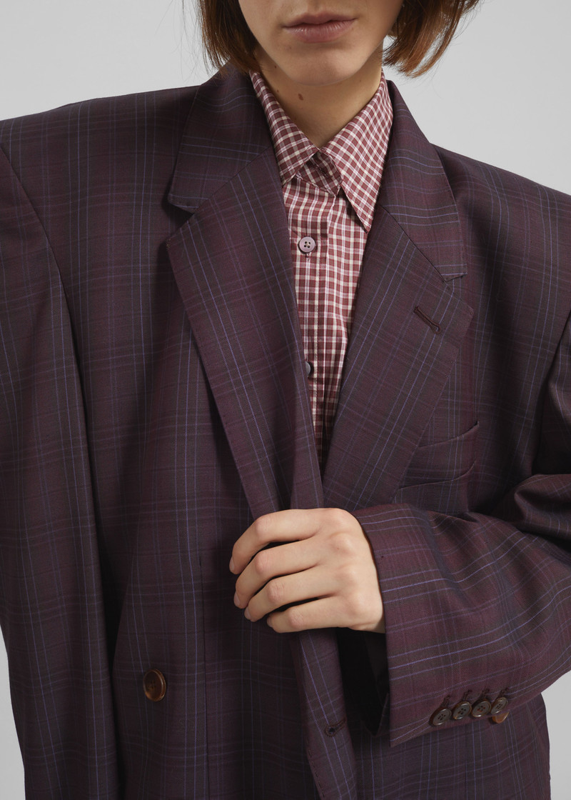 Marnay Padded Blazer - Burgundy Plaid 3