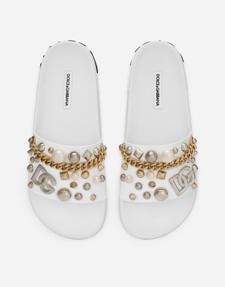 Rubber beachwear sliders with embroidery - 4