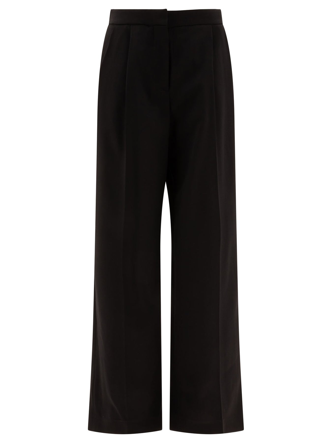 Wool Pleated Trouses Trousers Black - 1