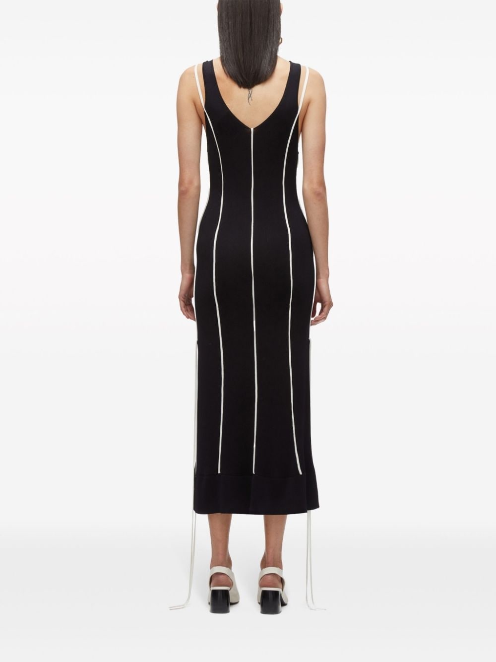 pipe-trim knitted midi dress - 6