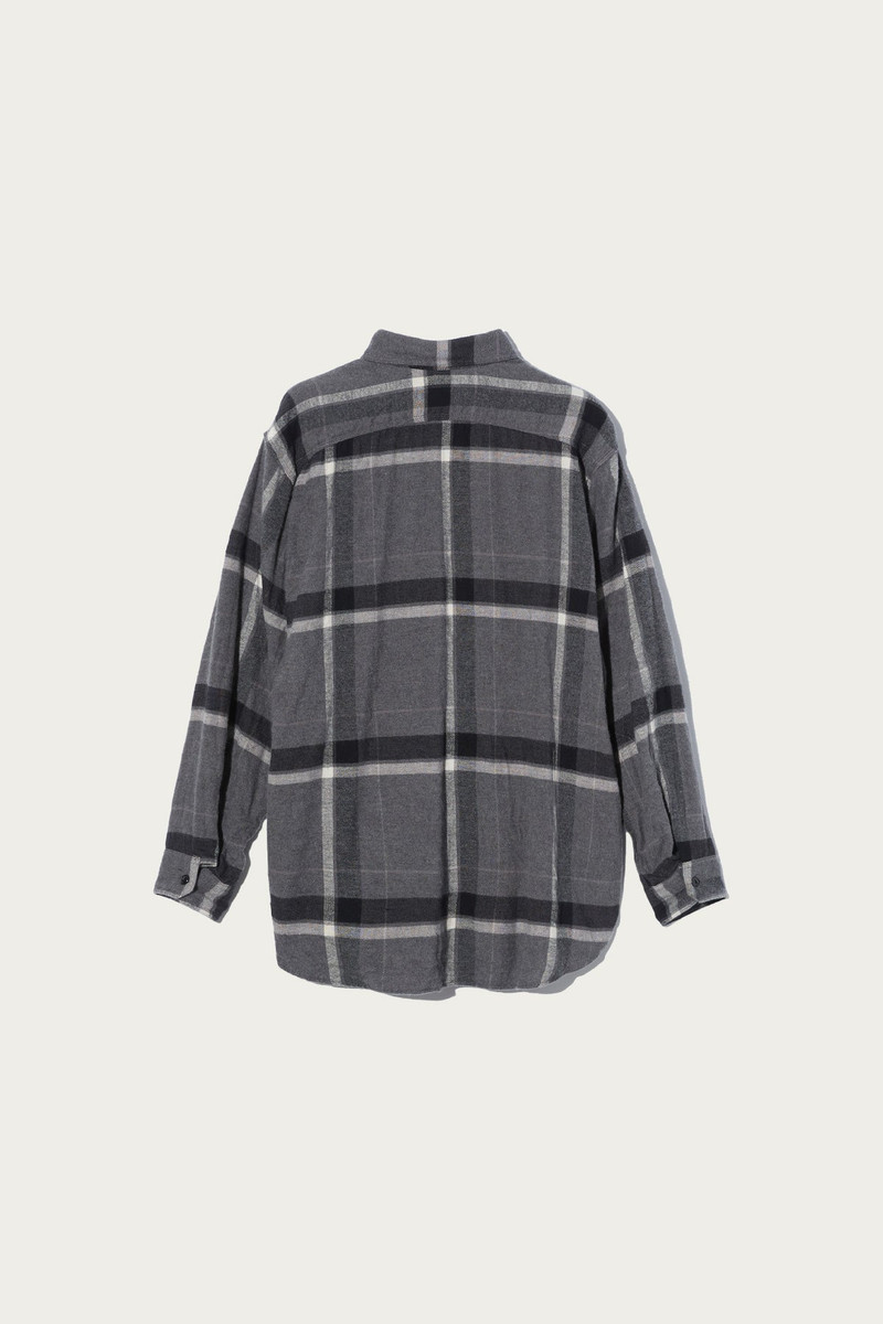 Engineered Garments Work Shirt - Grey/Black Cotton Brushed Big Plaid outlook