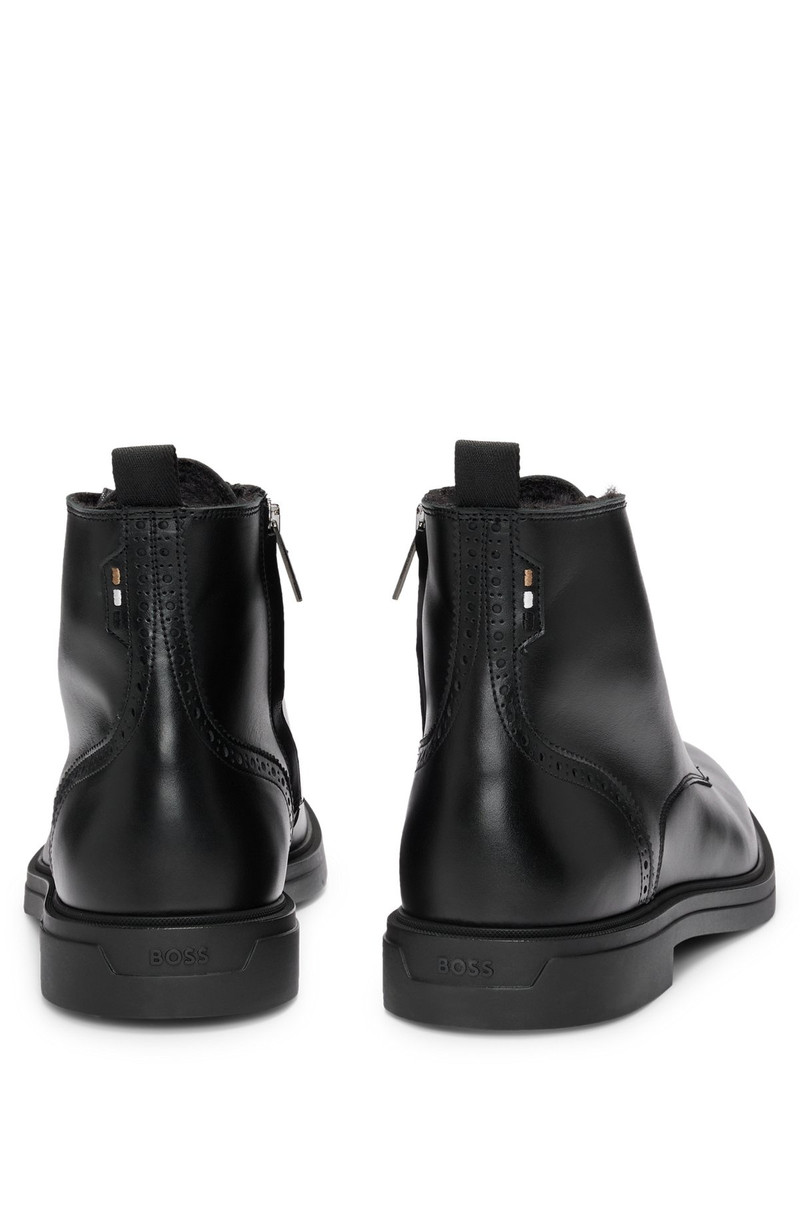 LEATHER HALF BOOTS WITH LINING AND BROGUE DETAILS 5