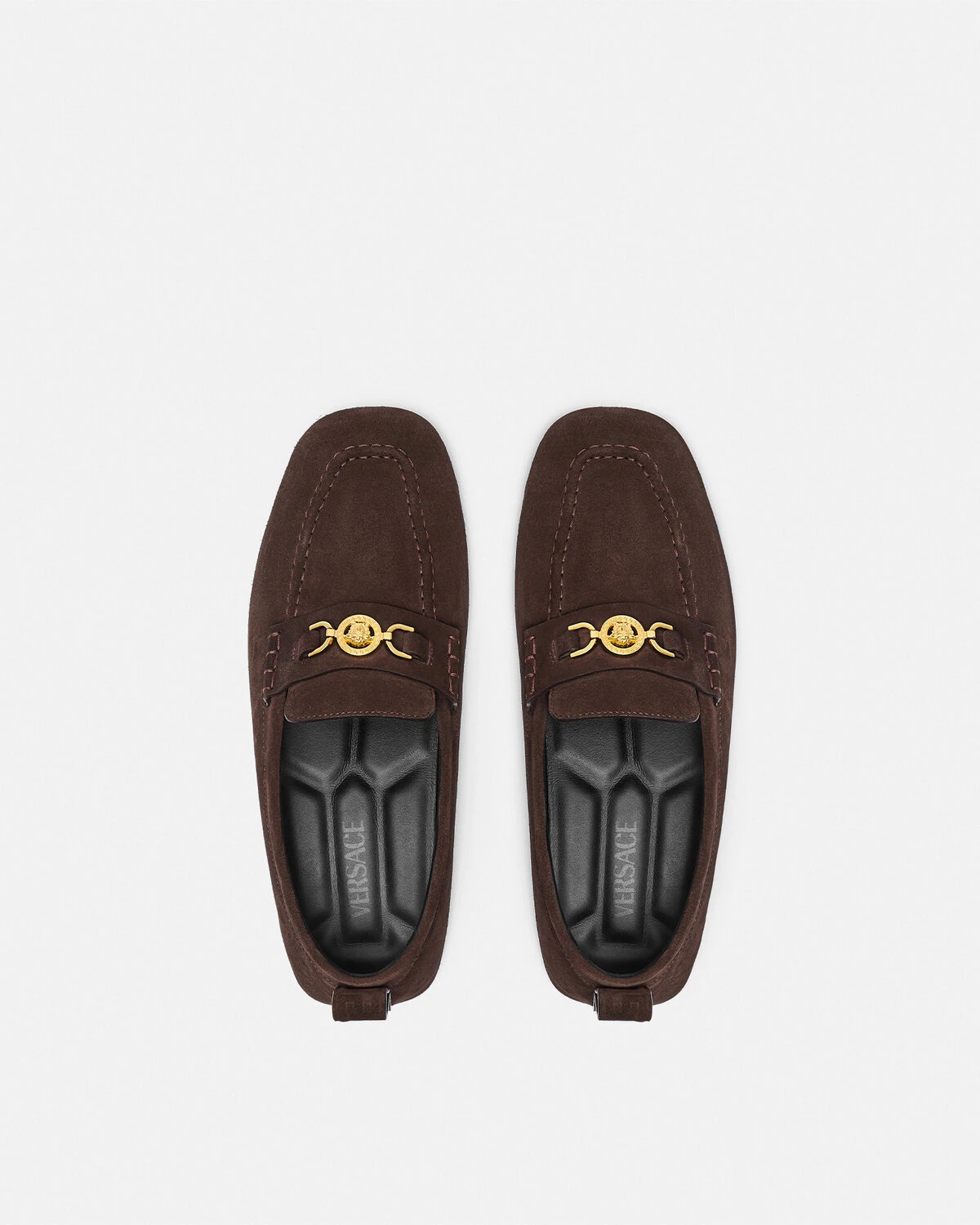 【関税込み】Versace タン Villa スエード ドライビングシューズ VERSACE Villa Suede Driver Shoes | REVERSIBLE