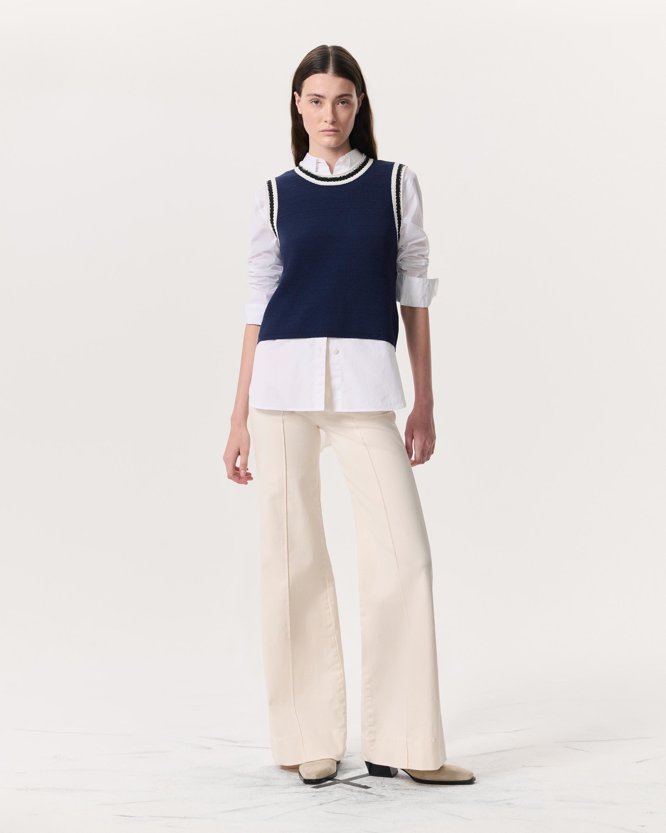 Meghan Striped Crochet-Trim Sweater Vest - 4