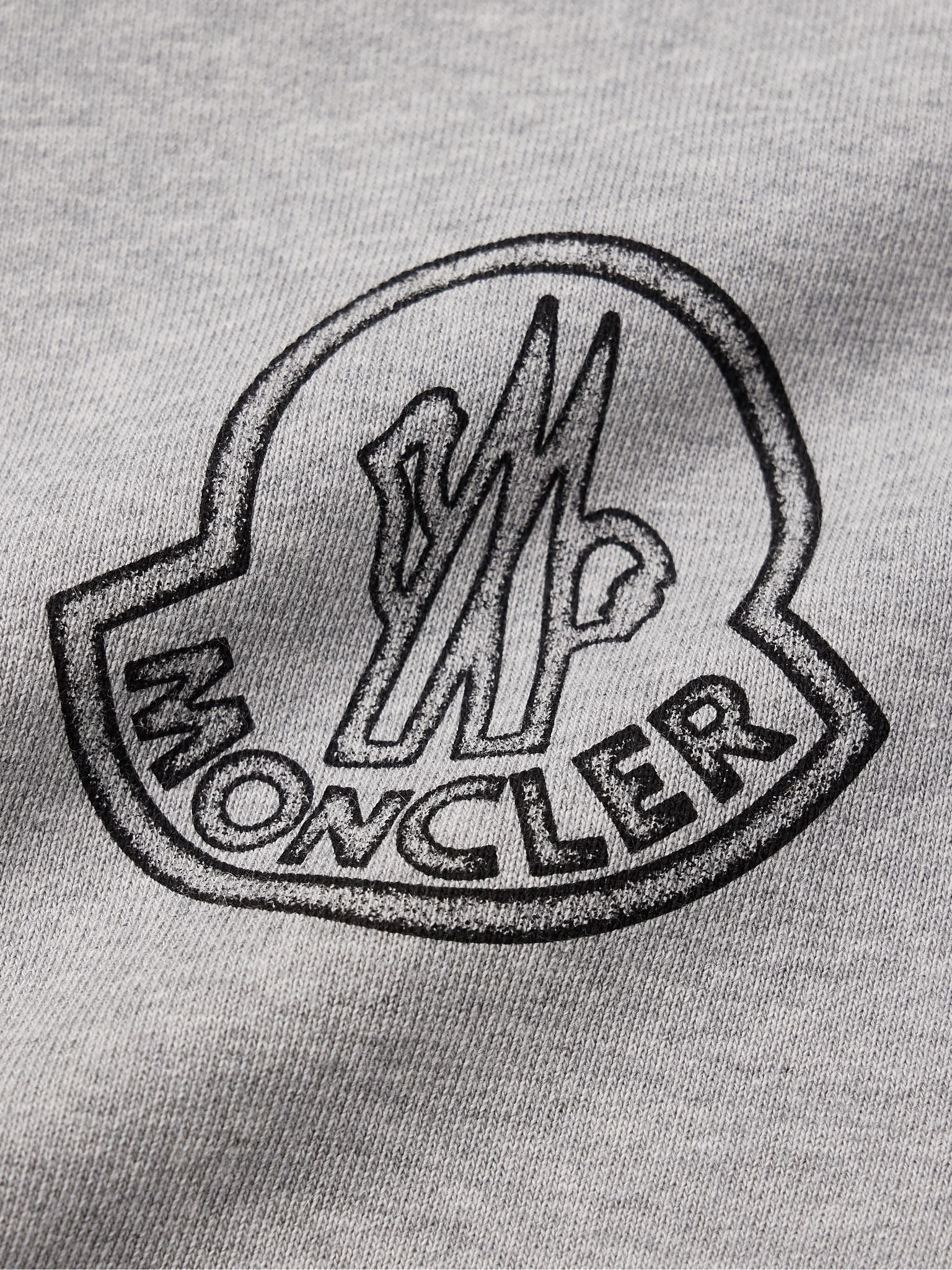 Logo-Print Appliquéd Cotton-Jersey Sweatshirt Gray - 5