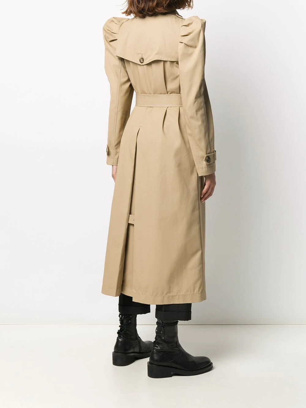 puff shoulder trench coat - 4