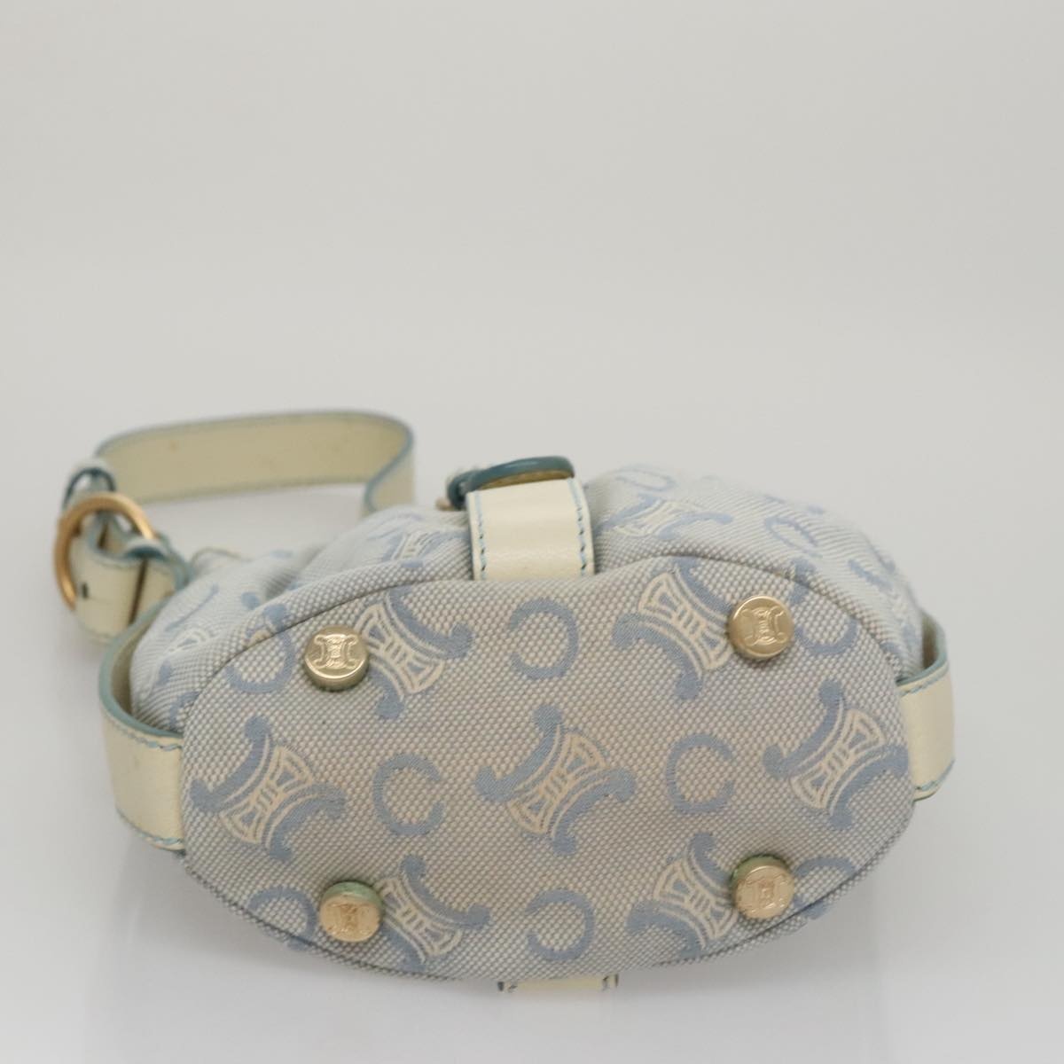 CELINE C Macadam Canvas Shoulder Bag Light Blue - 5