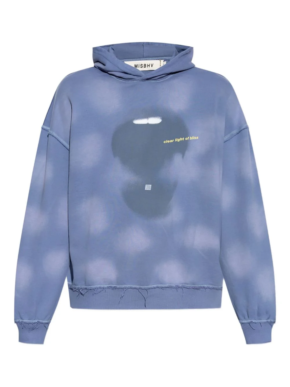 cloud-print frayed-hem hoodie - 1