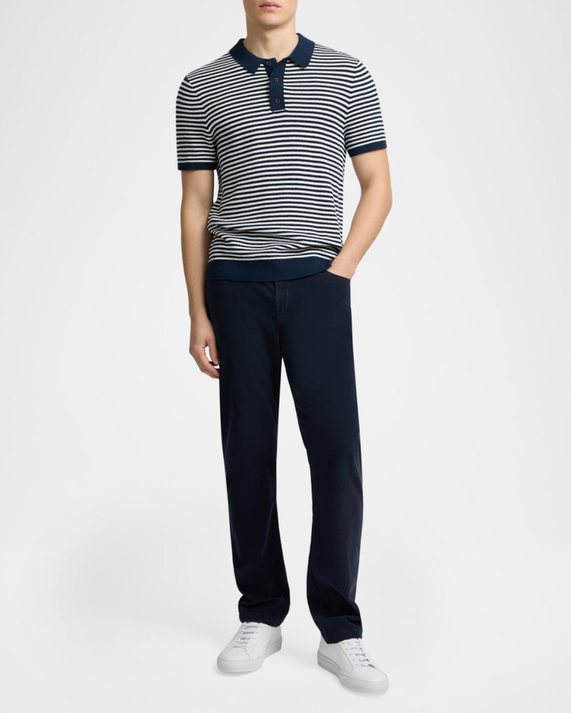 onia Men's Cotton Pinstripe Textured Knit Polo Shirt outlook