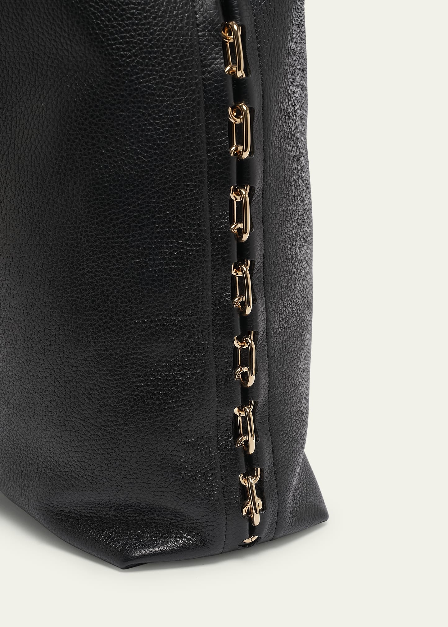 Chain Leather Tote Bag - 5