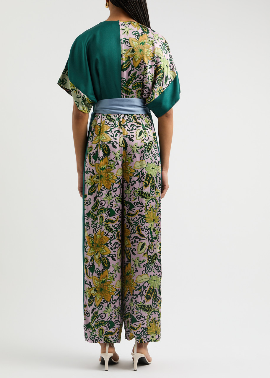 Diane Von Furstenberg Rinna Patchwork Satin Jumpsuit - 3