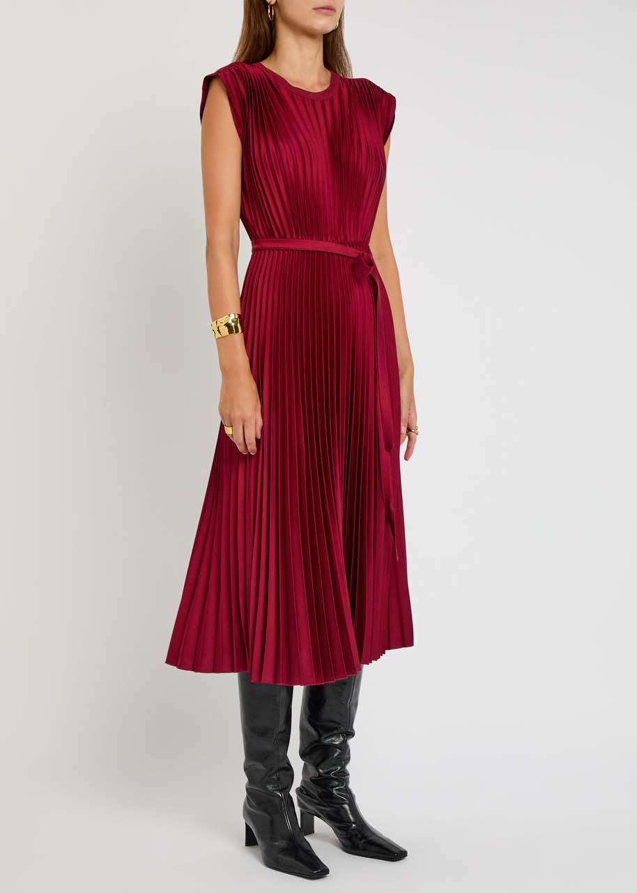 Joseph Volta Plissé Satin Midi Dress - 2